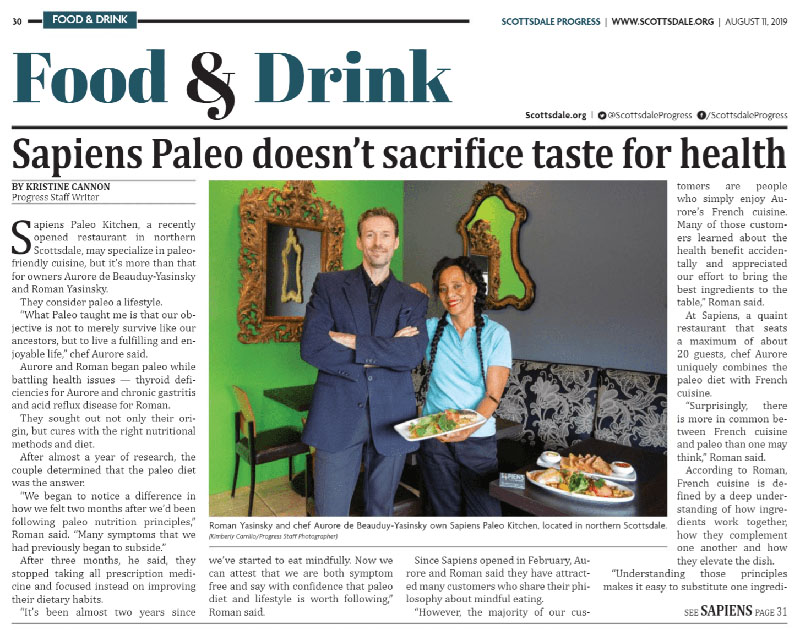 Scottsdale Progress article about Sapiens Kitchen