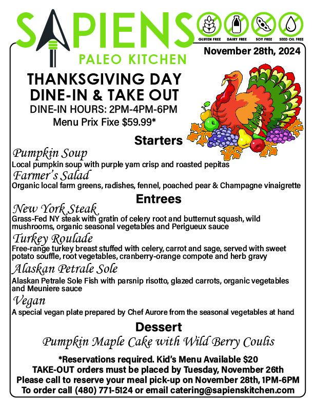 Thanksgiving Day Dinner Gluten-Free Organic Scottsdale