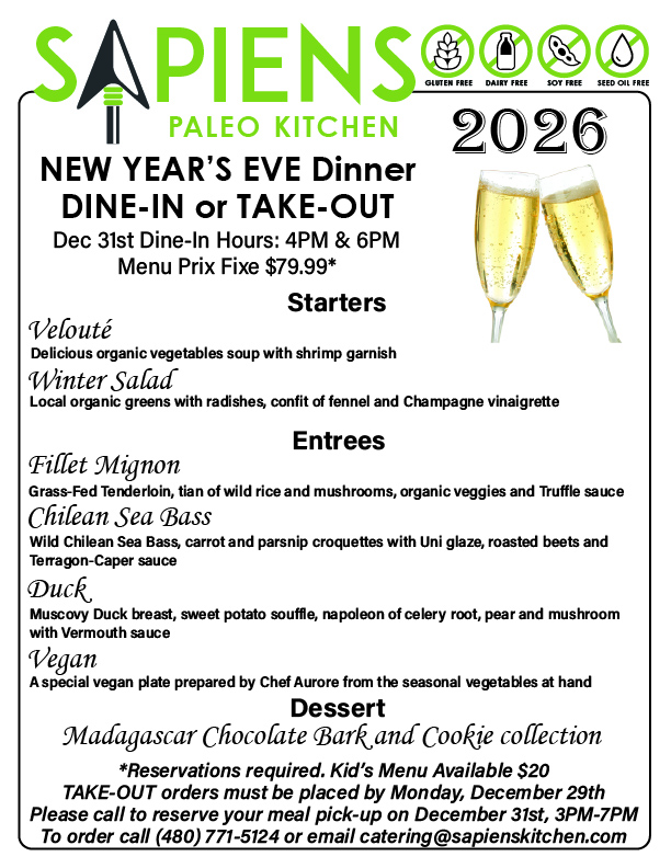 NEW YEAR'S EVE DINNER ORGANIC GLUTEN FREE KETO SEED OIL FREE