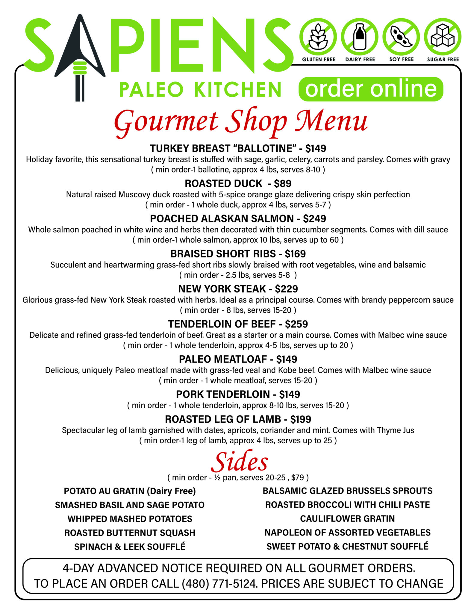 Sapiens Kitchen Catering Paleo Keto Gluten Free AIP Organic